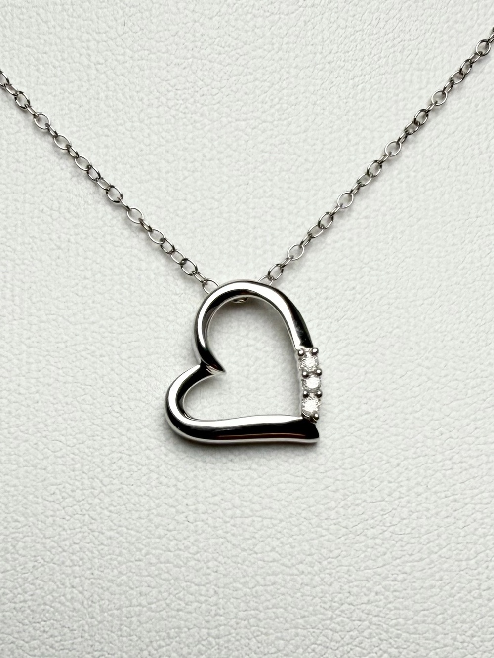 Natural Diamond Open Heart Drop Pendant Necklace 925 Sterling Silver 18 inch